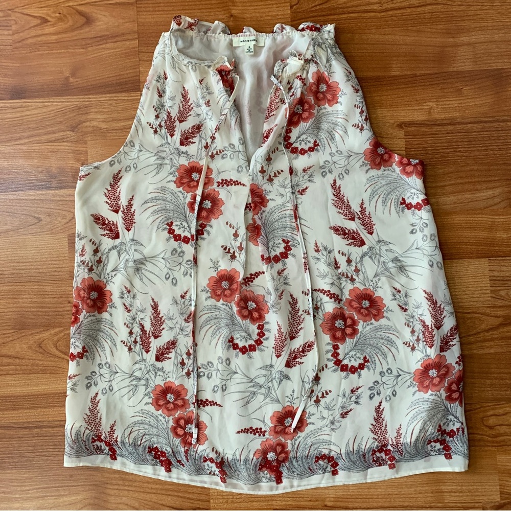 3/$20 Max Studio halter style tie neck floral blouse